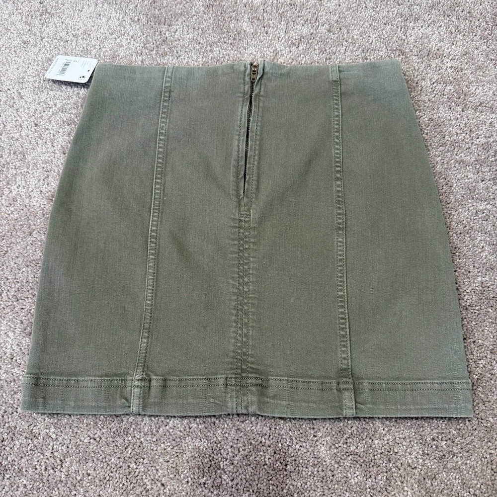 NWT Free People Olive Corduroy Mini Skirt Retro Festival Y2K Skirt Size 4 - Picture 3 of 5